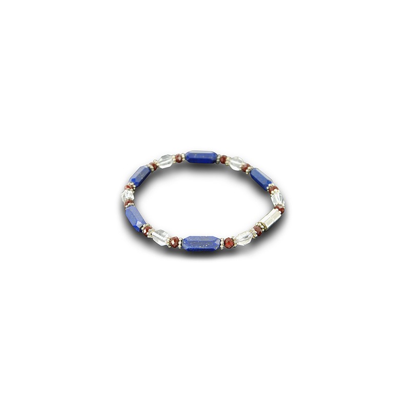 Edelstein-Armband Lapis Lazuli mit Zirkonium und Bergkristall