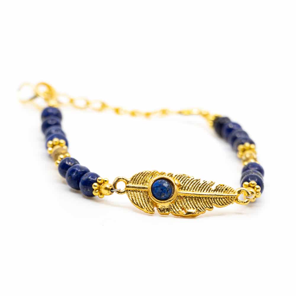 Edelstein-Armband Lapislazuli mit Feder (20 cm)