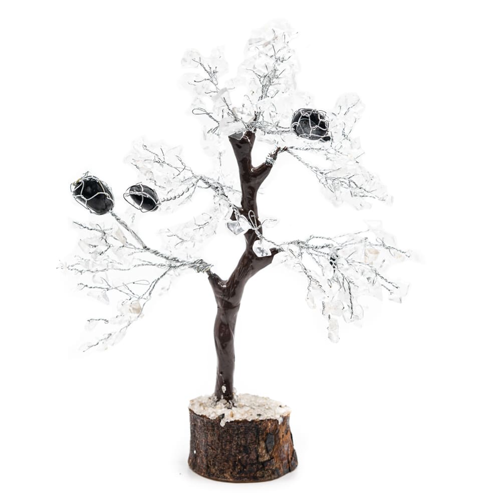 Edelstein-Baum Bergkristall mit getrommeltem Turmalin (25 cm) unter Edelsteine & Mineralien - Edelstein Dekoration - Edelsteinb?ume