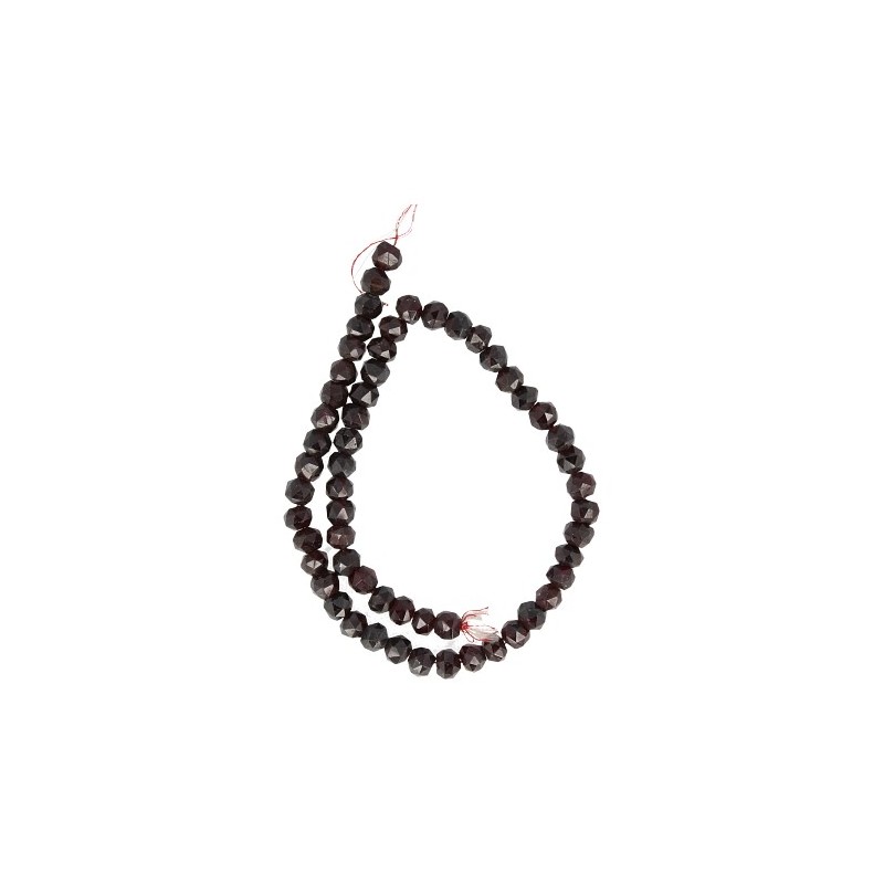 Edelstein Perlen-Strang Granat Facettenschliff (9 mm)
