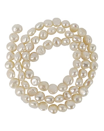 Edelstein Perlen-Strang Perle wei- (6 mm)