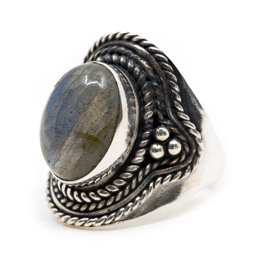 Edelstein-Ring Labradorit 925 Silber Omara (Gr-e 17)