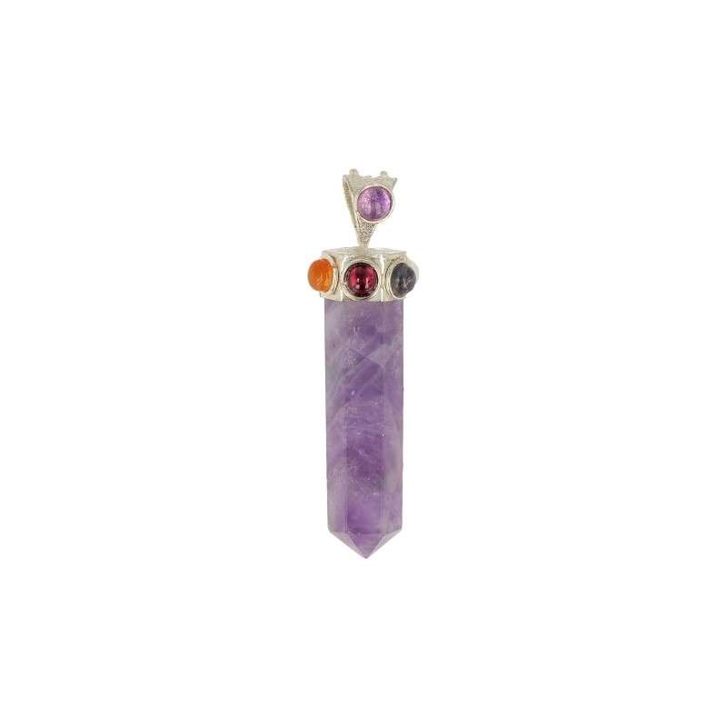 Edelsteinanh-nger Amethyst-Chakra 6-seitig - Punktanh-nger