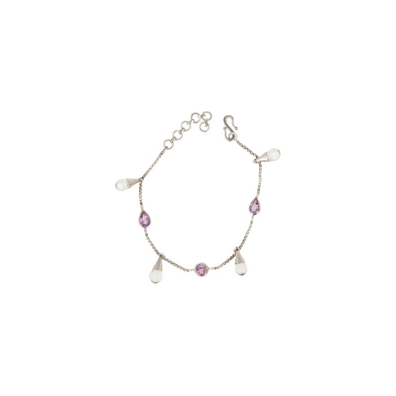 Edelsteine Armband Amethyst und Bergkristall Silber