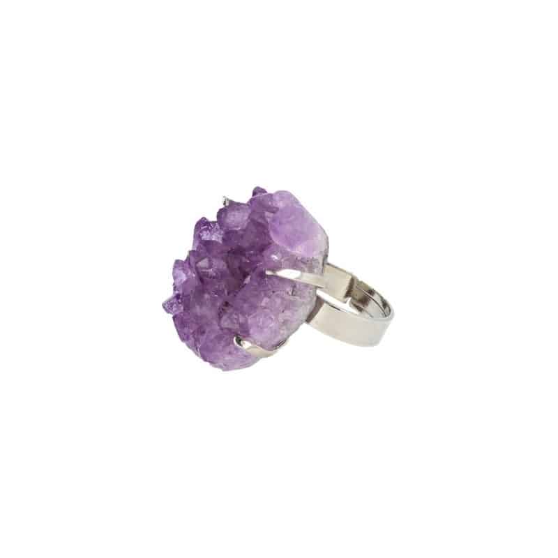 Edelsteine Ring Amethyst Kristallisiert Verstellbar