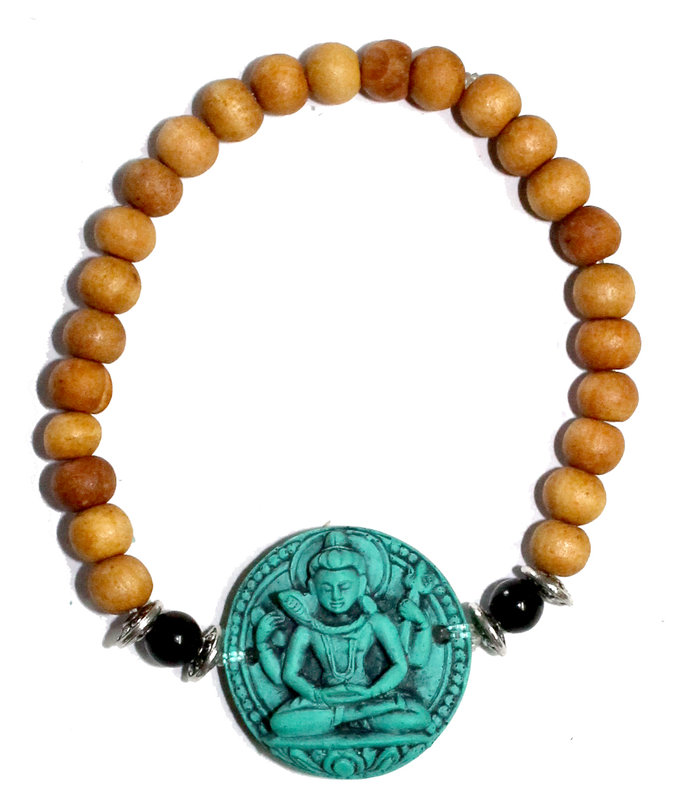 elastisches Armband aus Sandelholz - Shiva (t-rkis)