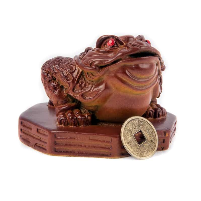 Feng Shui Geld-Frosch- Minifigur (braun- 7 cm)