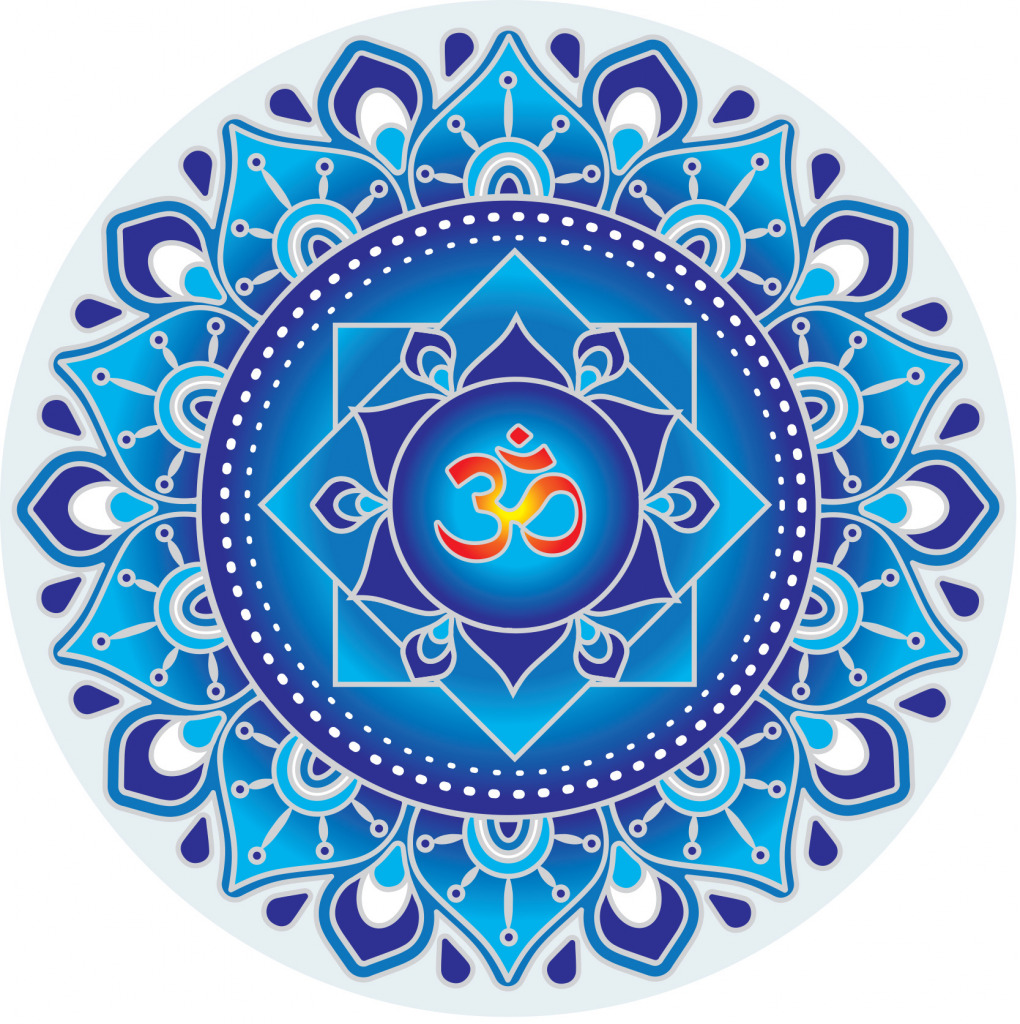 Fensterbild Mandala Om Blau