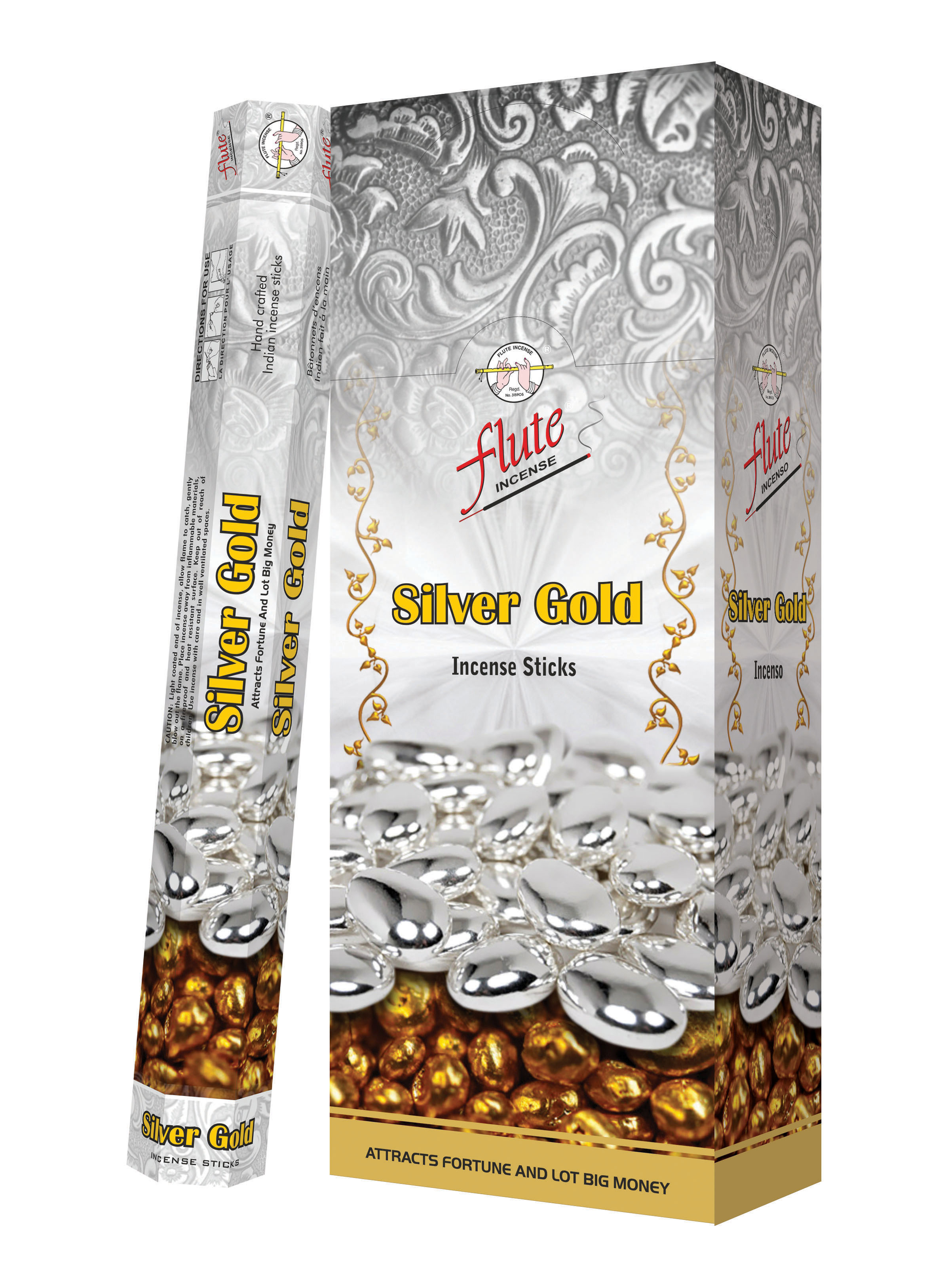 Flute Raucherst-bchen Silber Gold (6 Packungen mit 20 St-bchen)