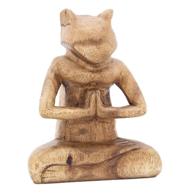 Frosch Respekt in Lotus-Position Handgefertigt (13 x 9 x 6 cm) unter Home & Living - Spirituelle Figuren - Holzfiguren