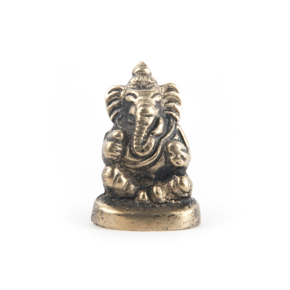 Ganesha Mini-Statuette sitzend Messing - 3 cm