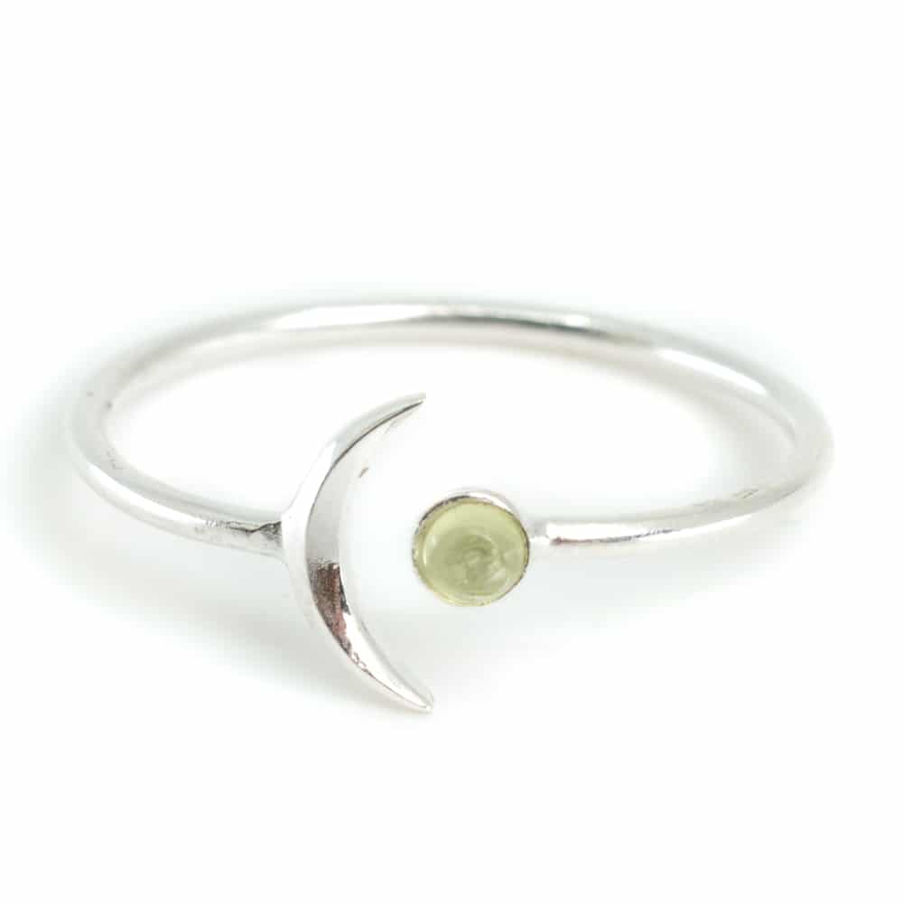 Geburtsstein Mond Ring Peridot August - 925 Silber