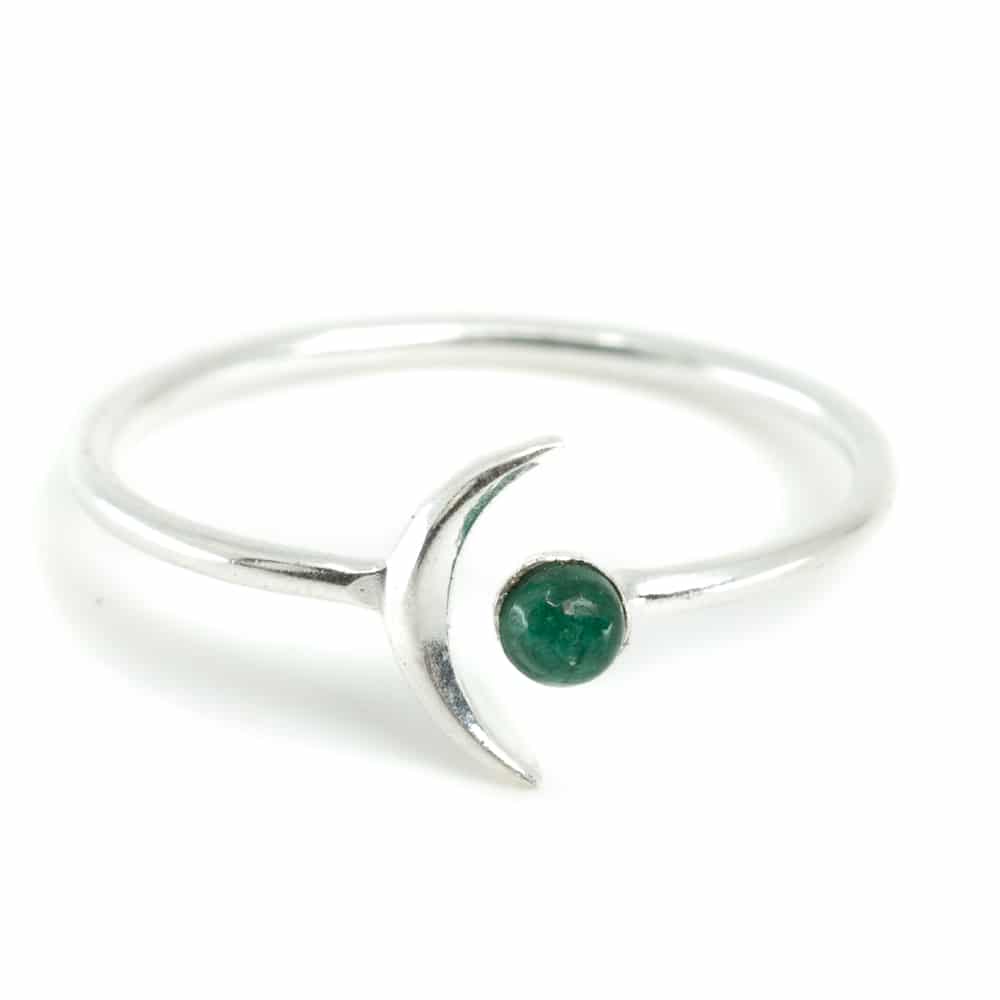 Geburtsstein Mond Ring Smaragd Mai - 925 Silber
