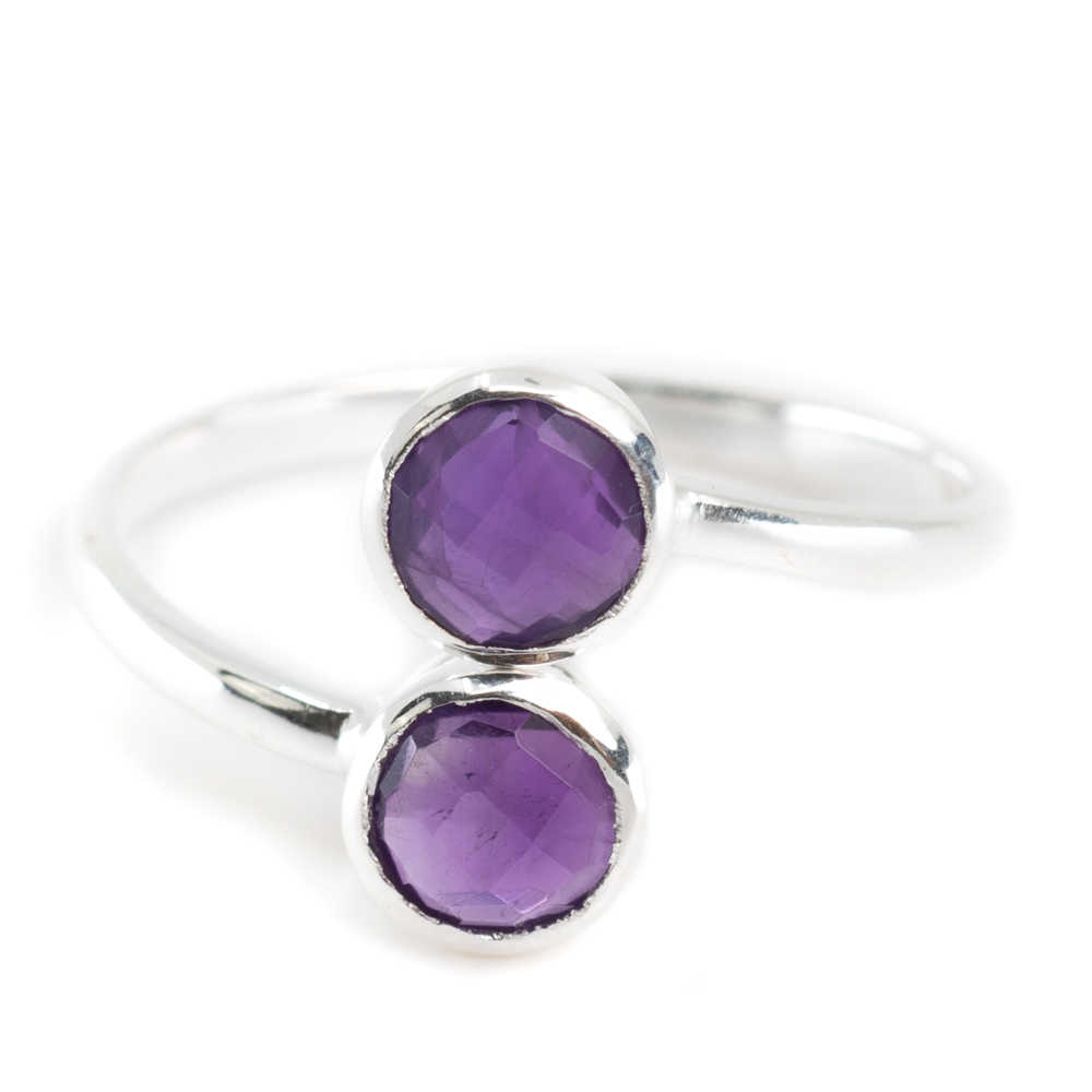 Geburtsstein Ring Amethyst Februar - 925 Silber unter Schmuck - Edelsteinringe - Geburtsstein Ring - Schmuck - Edelsteinringe - Steinringe - Schmuck - Edelsteinringe - Verstellbare Ringe - Schmuck - Silberschmuck - Silberne Ringe