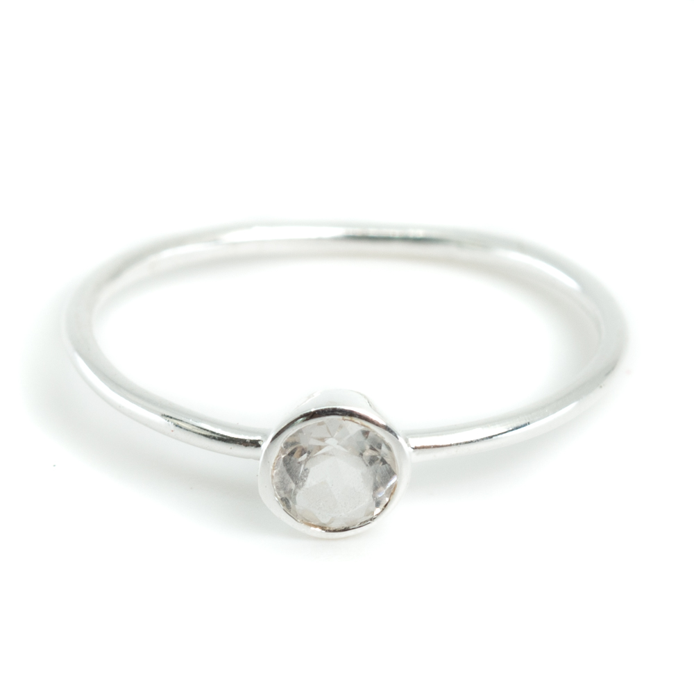 Geburtsstein Ring Bergkristall April - 925 Silber - Silber (Gr-e 17)