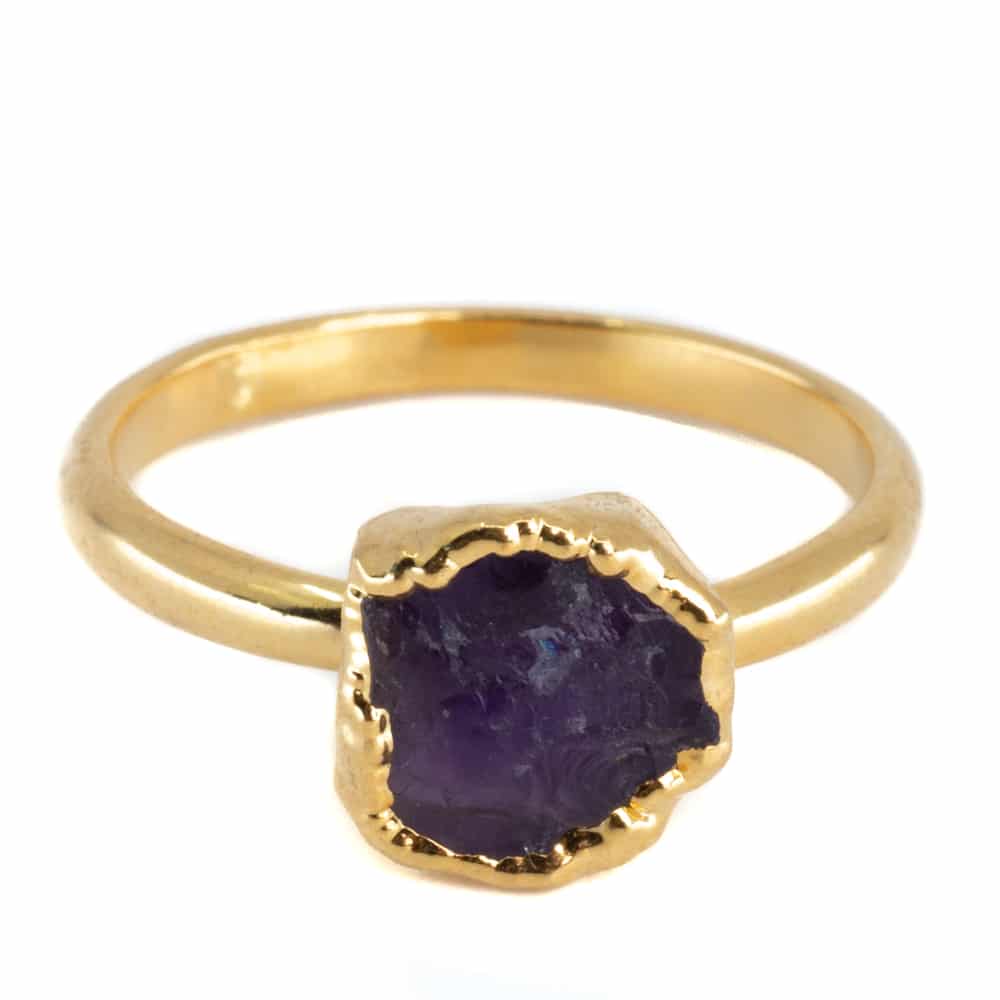 Geburtsstein Ring Einfarbig Amethyst Februar - 925 Silber - vergoldet