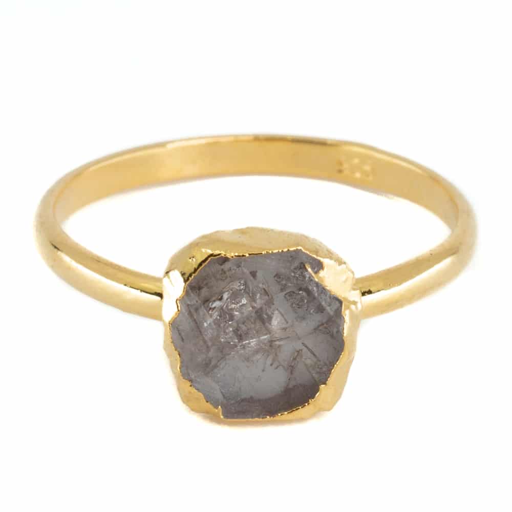 Geburtsstein Ring Roher Herkimer Diamant April - 925 Silber