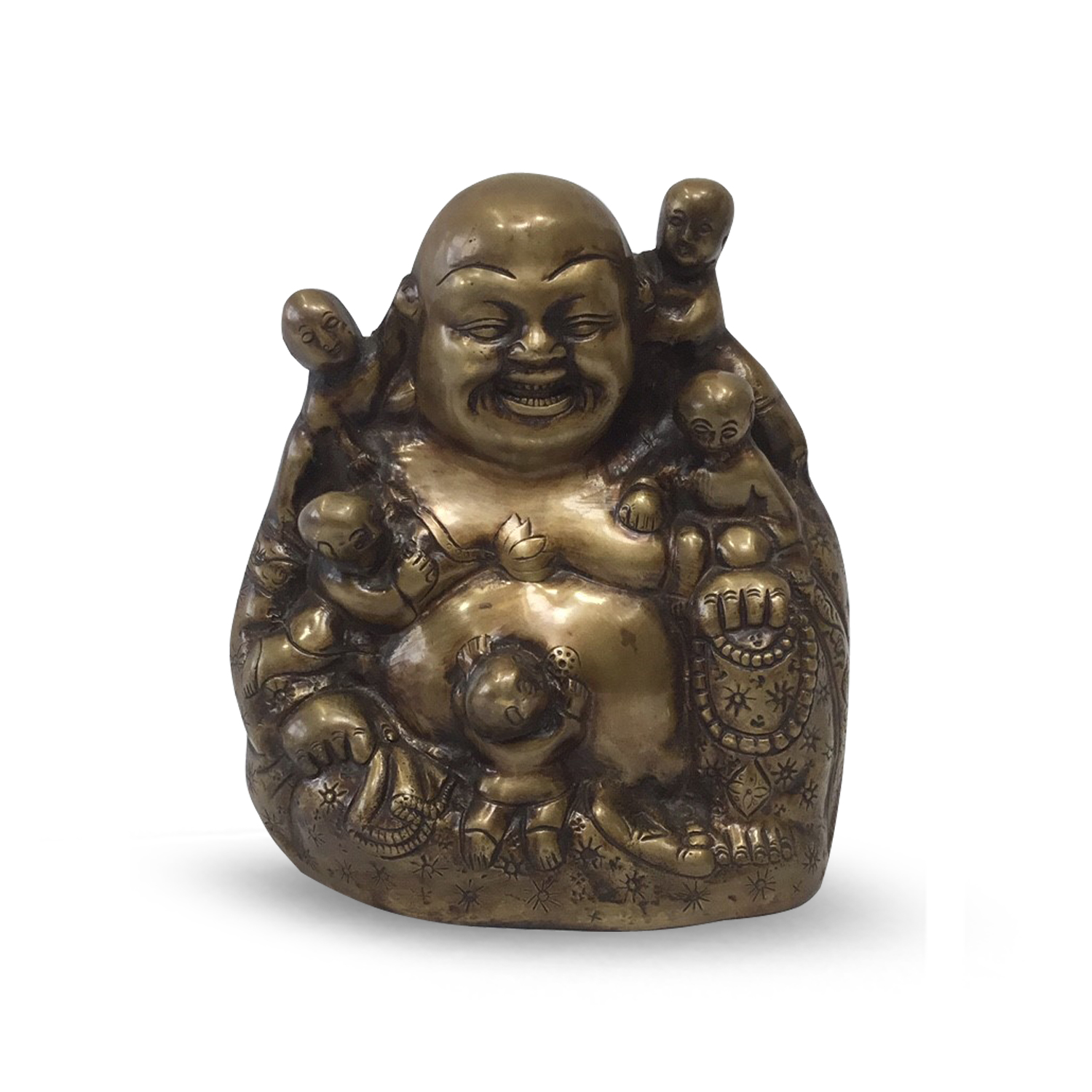 Gl-cklicher Buddha mit Kindern (15 x 10 cm)