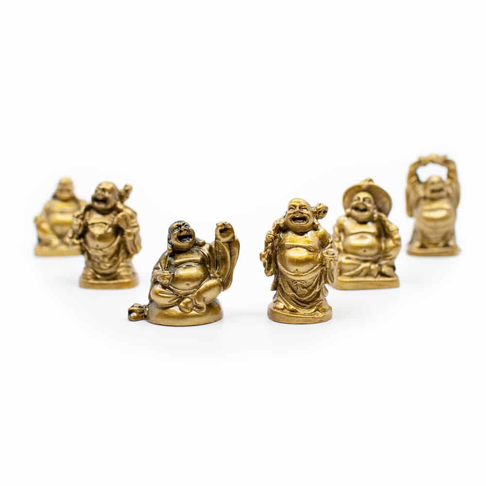 Gl-cks-Buddha Mini Statuen Polyresin Goldfarben - Satz von 6 - ca- 5 cm