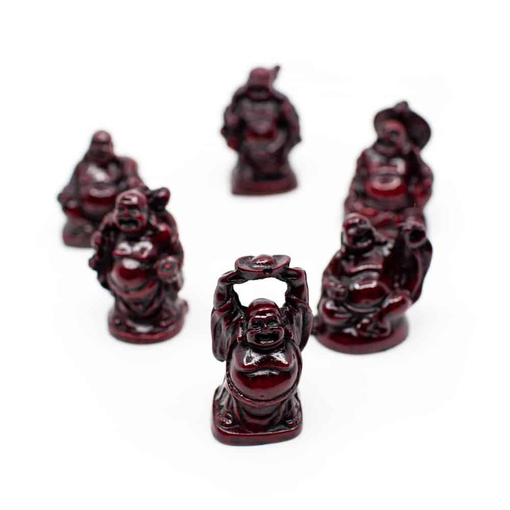Gl-cks-Buddha Mini-Statuen Polyresin Rot - Satz von 6 - ca- 5 cm