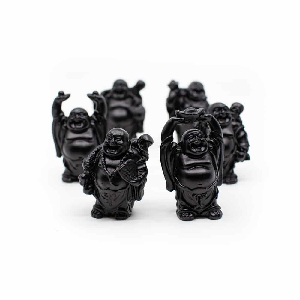 Gl-cks-Buddha Mini-Statuen Stehend Polyresin Schwarz - Satz von 6 - ca- 7 cm unter Spiritualit?t - Gl?ck & Schutz - Gl?cksbringer - Spiritualit?t - Gl?ck & Schutz - Gl?ckspuppen - Home & Living - Spirituelle Figuren - Buddha Figuren - Mini Buddha - Home & Living - Spirituelle Figuren - Buddha Figuren - Happy Buddha