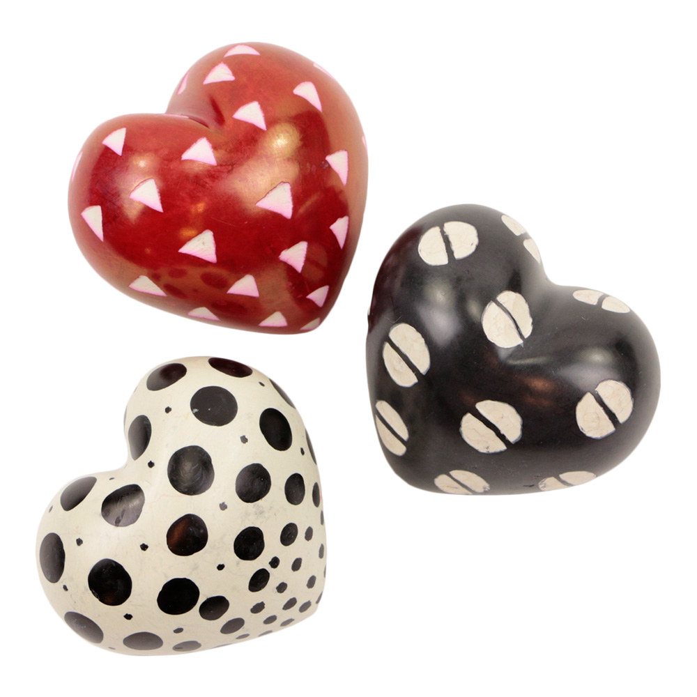 Gl-ckssteine aus Speckstein Herz (3er-Satz)