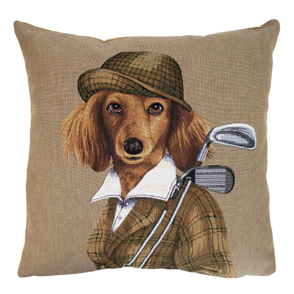 Gobelin Kissen Golf Hund Dame (45 x 45 cm)