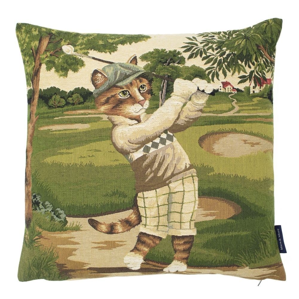 Gobelin Kissen Golf Karo Katze (45 x 45 cm)