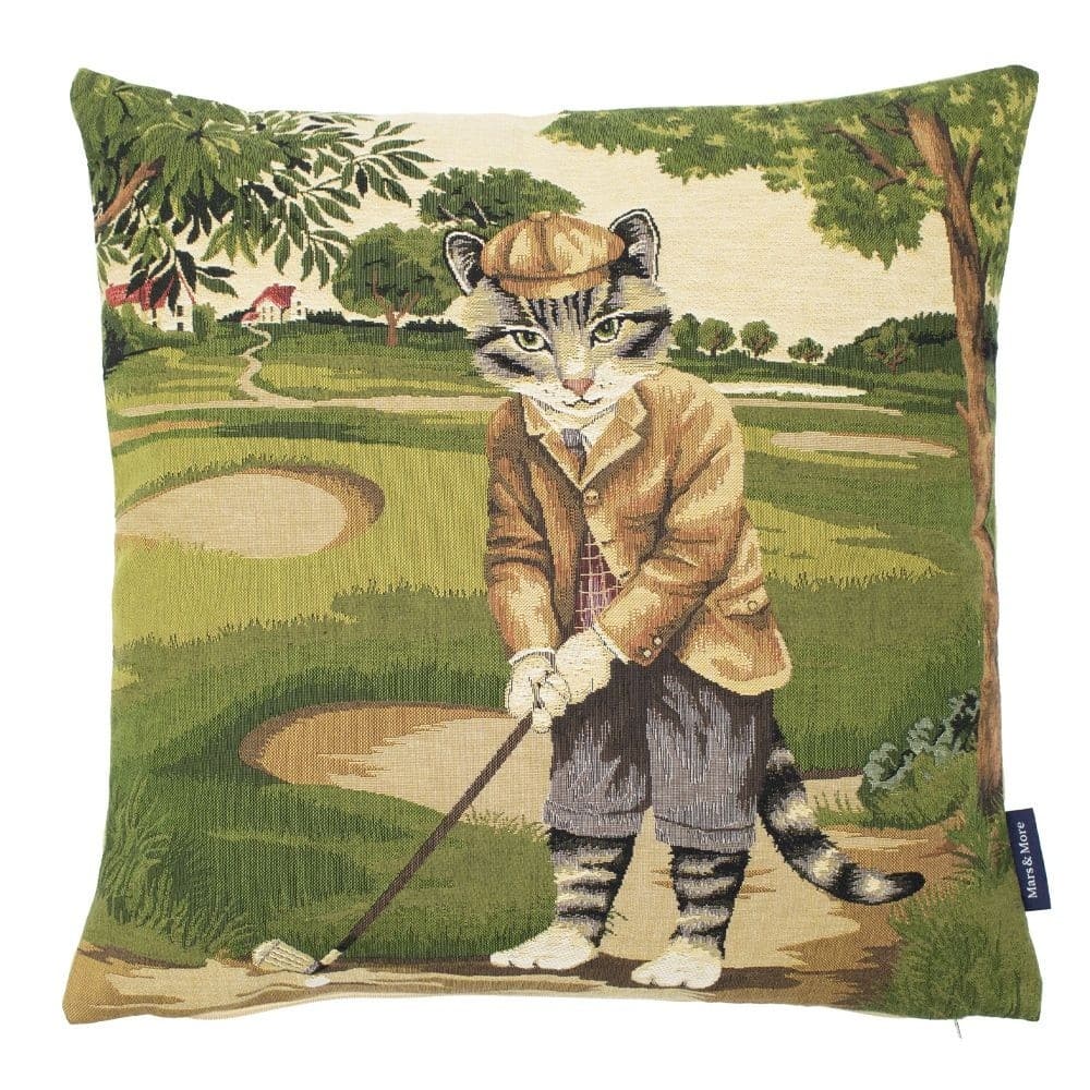 Gobelin Kissen Golf Katze Rot (45 x 45 cm)