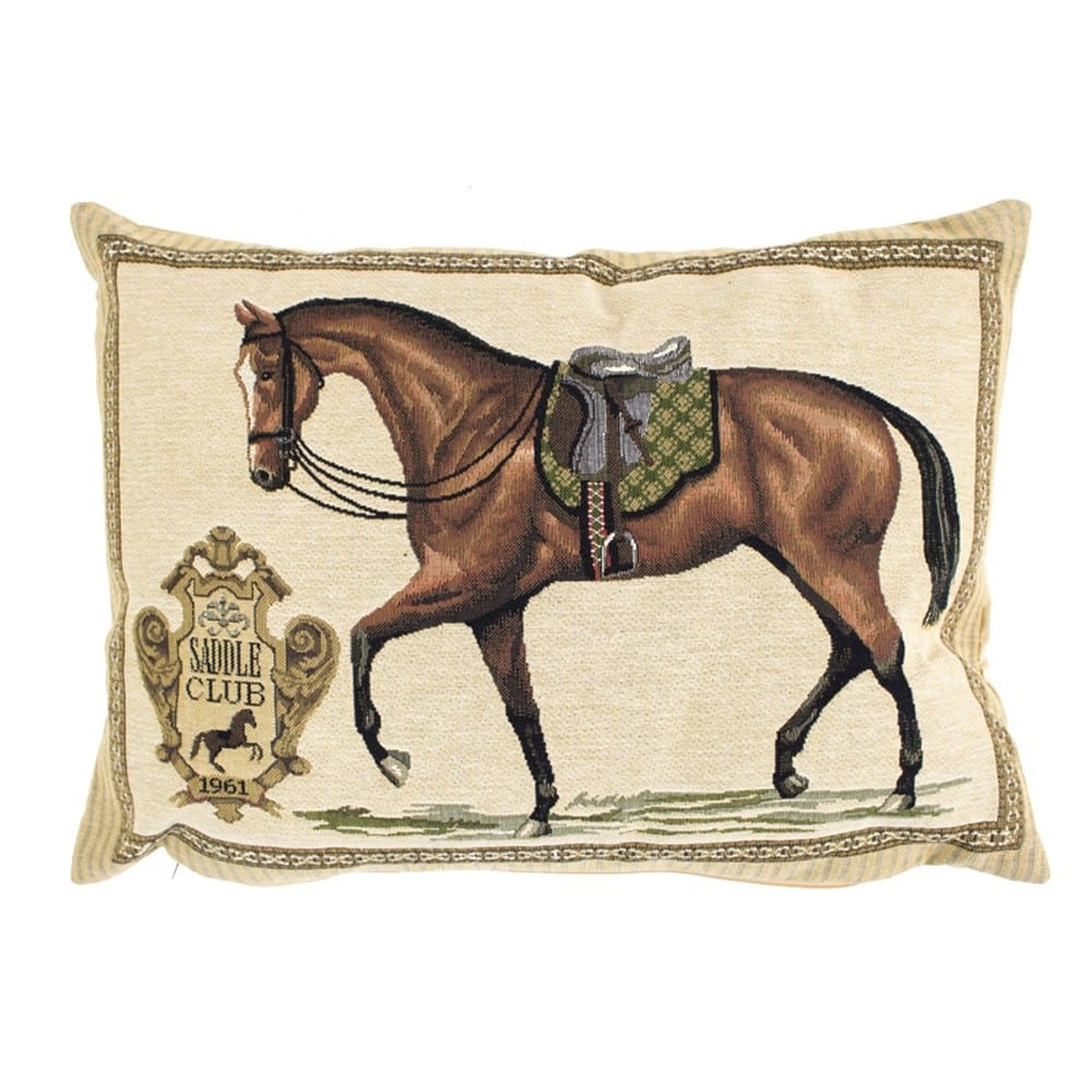 Gobelin Kissen Pferd mit gr-nem Sattel (45 x 31 cm)