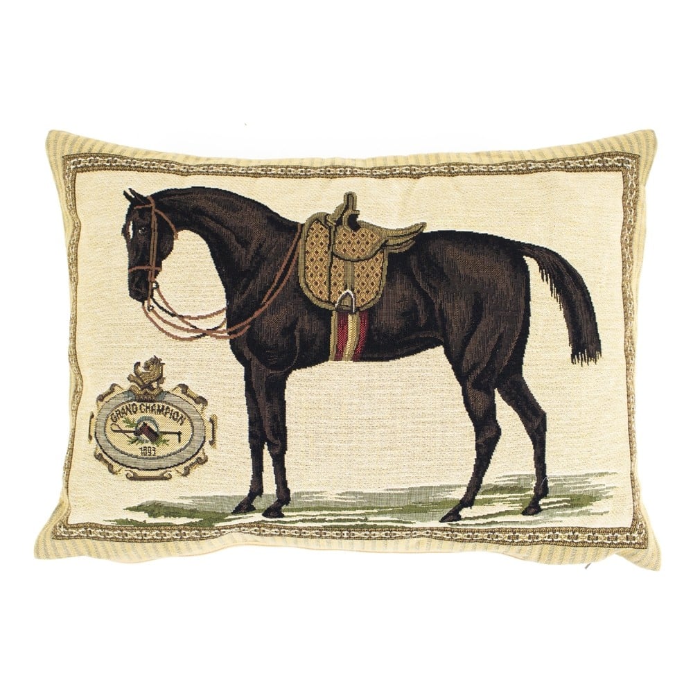 Gobelin Kissen Pferd mit Sattel braun (45 x 31 cm)