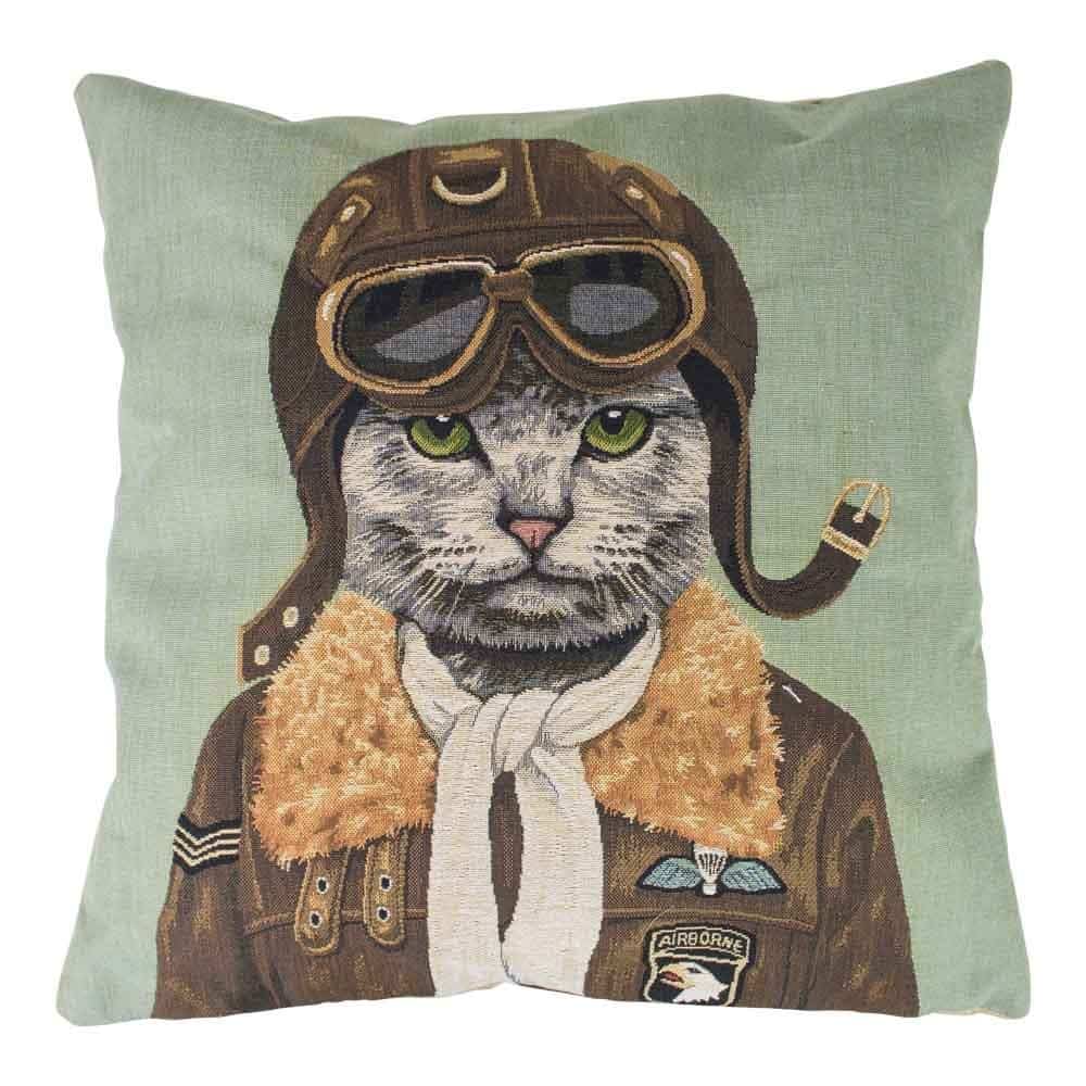 Gobelin Kissen Pilot Katze (45 x 45 cm)