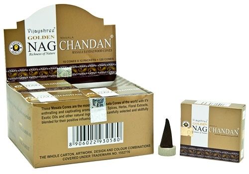 Golden Nag Raucherkegel Chandan (12 Packungen mit 10 Kegel)