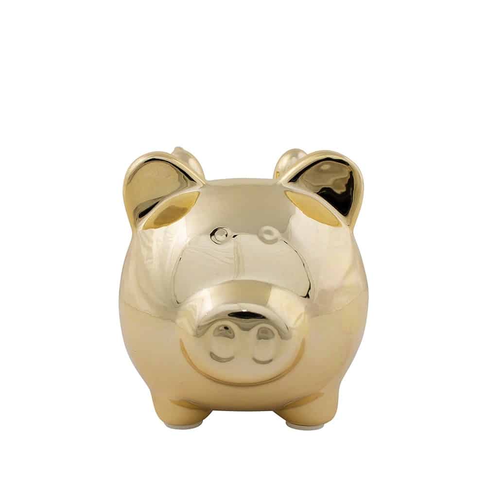 Goldfarbenes Sparschwein mit Fl-geln (12-2 cm)