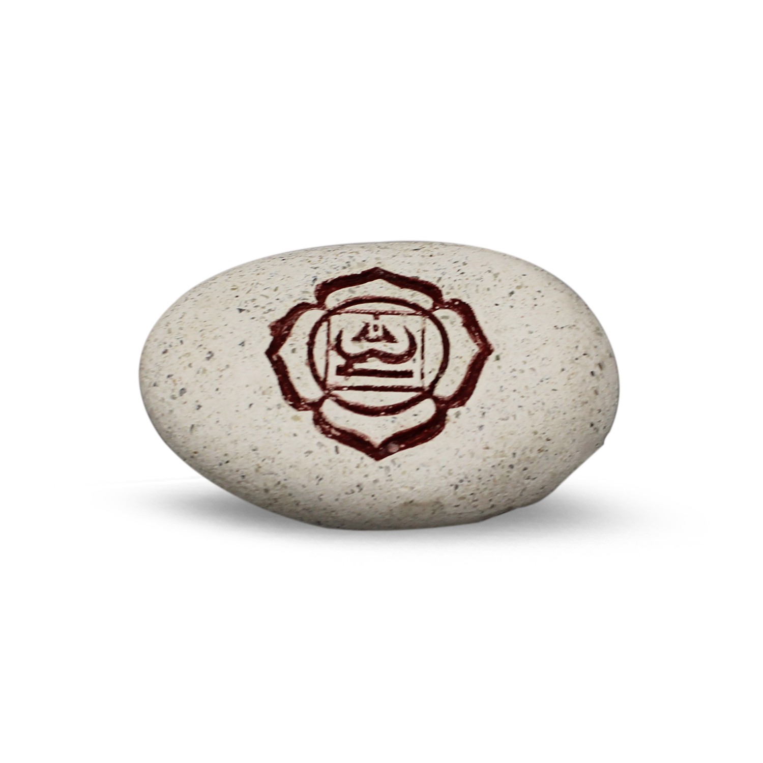 Gravierter Flussstein mit 1- Chakra Symbol