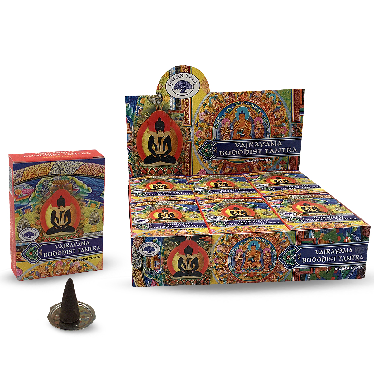 Green Tree R-ucherkegel Buddhistisches Tantra (12 Packungen mit 10 Kegeln)