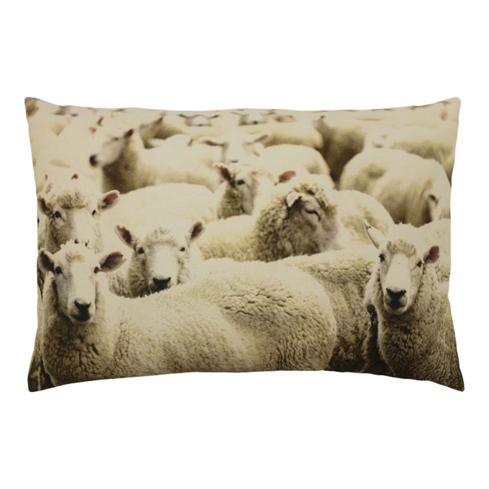 Gro-es Kissen aus Leinwand Schafe creme (60 x 40 cm)