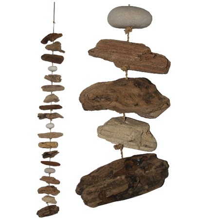 H-ngende Deko-Kette aus Steinen und Holz (80 cm)