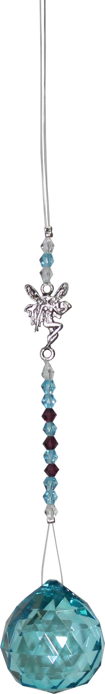 H-ngendes Kristallglas mit Perlen und Fee - (t-rkis)