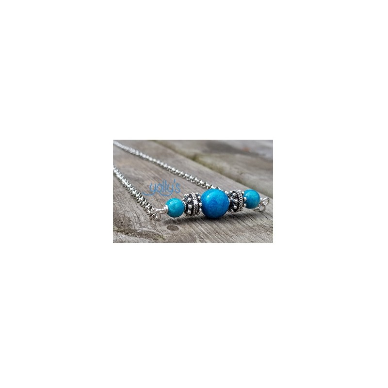 Halsbandkette Howlith blau unter Schmuck - Edelsteinketten - Perlenketten