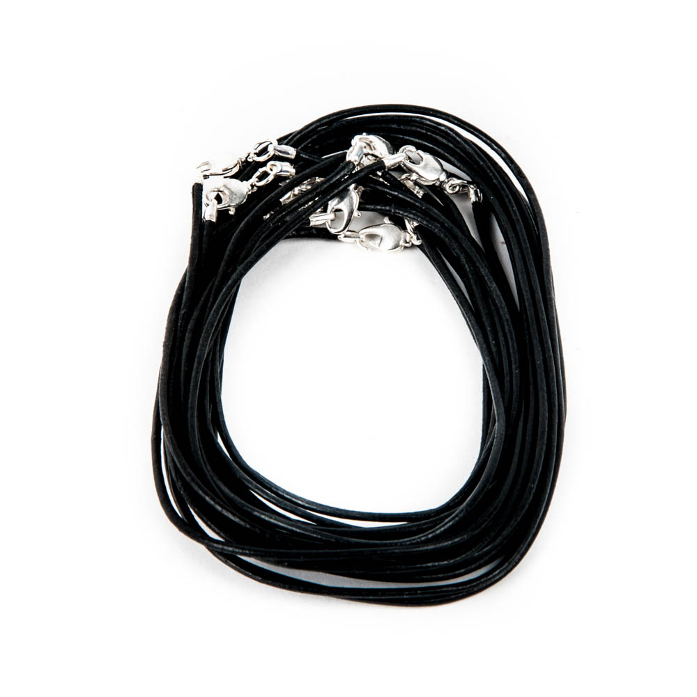 Halskette Leder mit Karabinerverschluss - schwarz