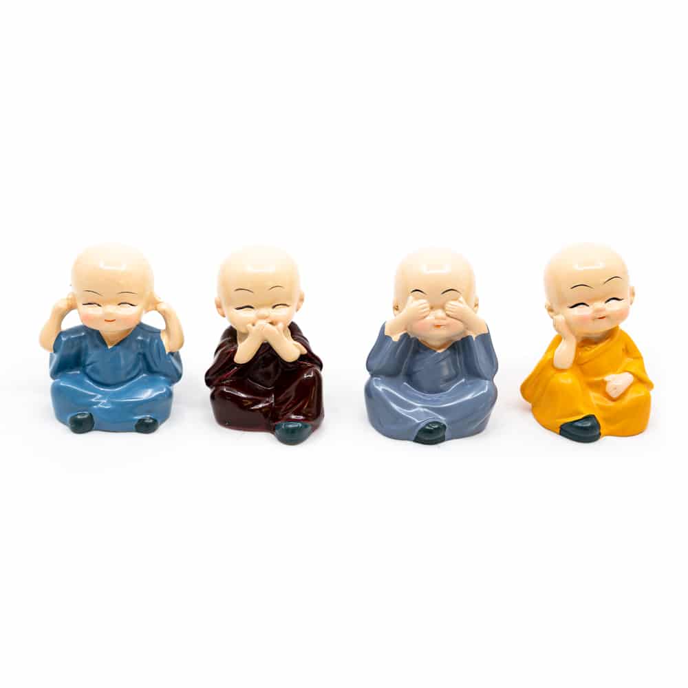 Happy Buddha-Figur Fr-hliche Farben - Set von 4 - ca- 6 cm