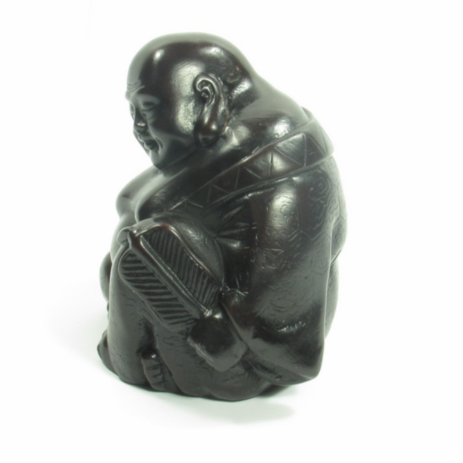 Happy Buddha Statue - Polyresin Schwarz - 12 x 9 cm unter Home & Living - Dekoration & Atmosph?re - Spiritualit?t - Gl?ck & Schutz - Gl?ckspuppen - Home & Living - Spirituelle Figuren - Buddha Figuren - Happy Buddha