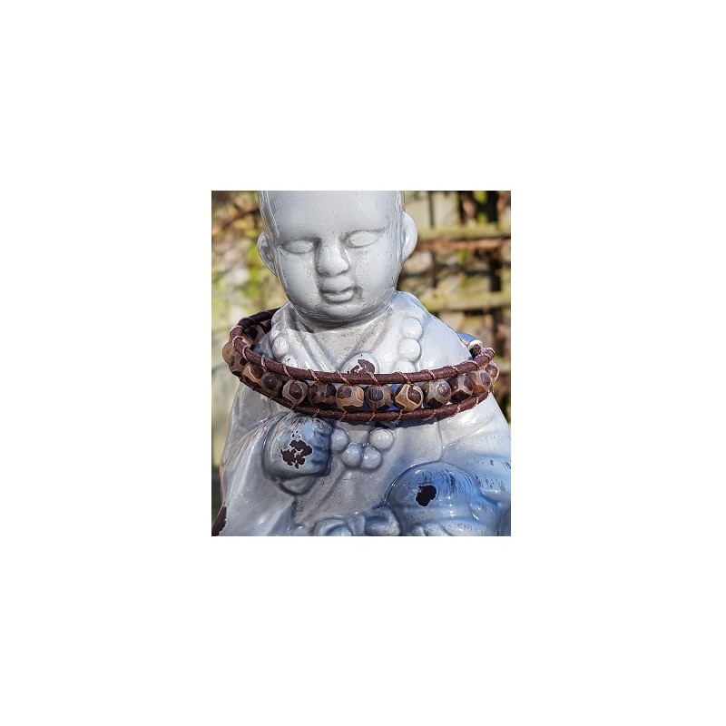 Herrenarmband Achat Tibet Silber Verschluss