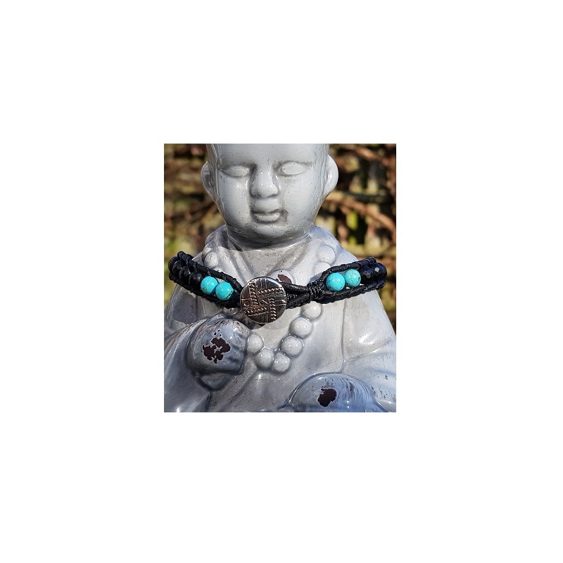 Herrenarmband Onyx Facette und Howlith Blue Armband unter Schmuck - Boho Schmuck - Boho Armb?nder - Schmuck - Herrenschmuck - Herrenarmb?nder - Schmuck - Edelstein-Armb?nder - Wickelarmb?nder