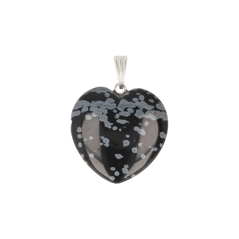 Herzf-rmige Edelsteinanh-nger aus Obsidianschneeflocke (25 mm) (1)