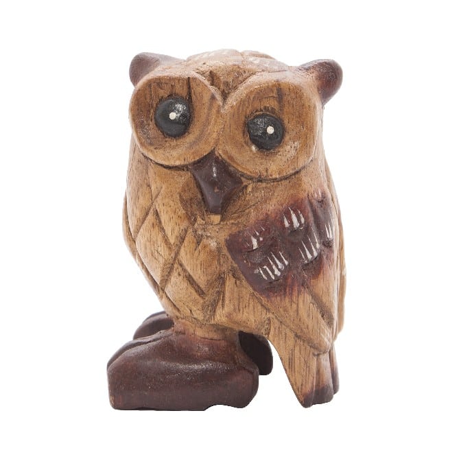 Holz Statue Eule (10 x 9 cm)