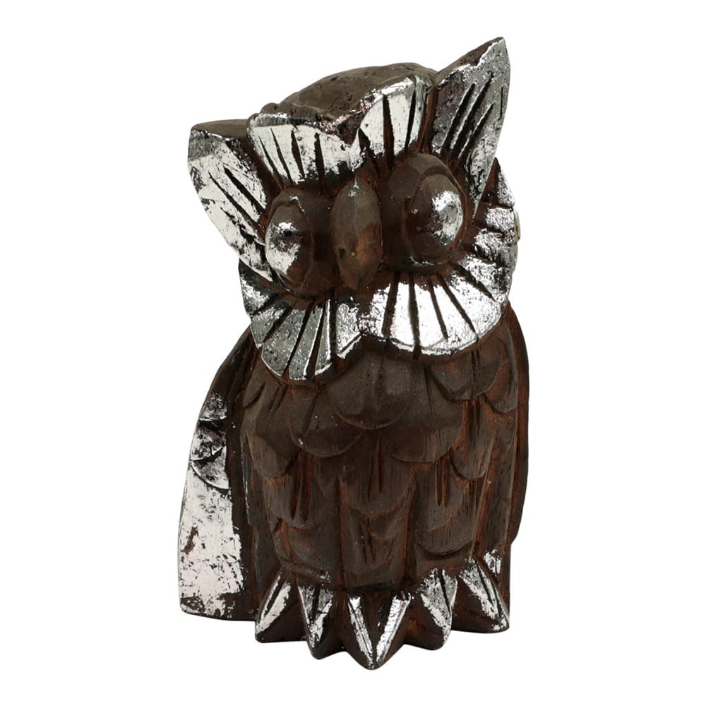 Holz Statue Eule (24 x 15 cm)