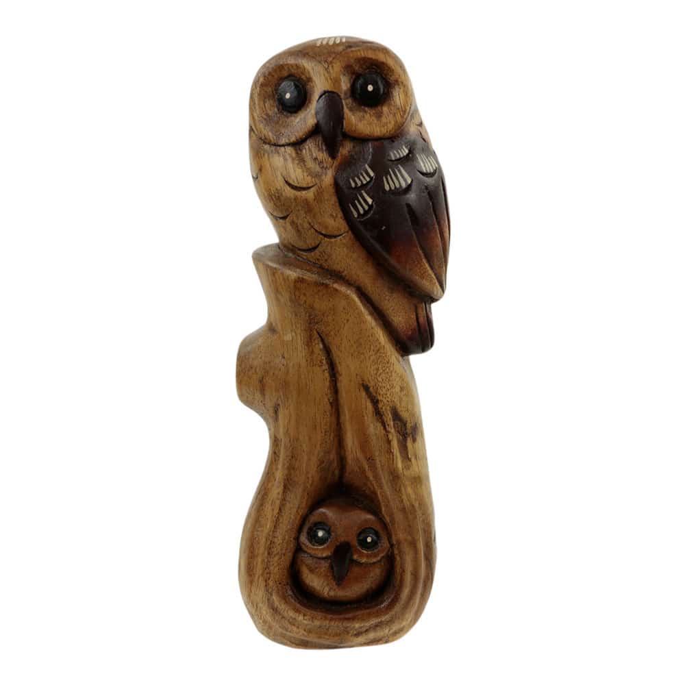 Holz Statue Eulen auf Baumstumpf mit K-ken (27 x 9 cm) unter Home & Living - Dekoration & Atmosph?re