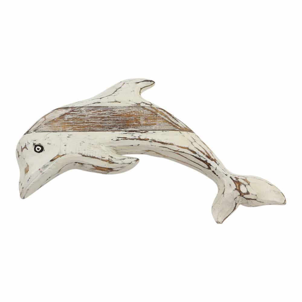 Holzdekoration Delphin Whitewash (27 x 16 cm)